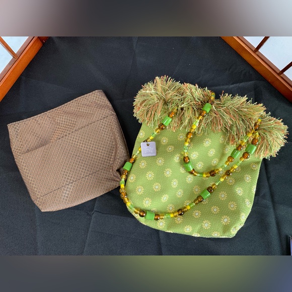 Pritz Handbags - Pritz Women’s Purse Bag and Liner. Like New. Green/Multi-color, beaded handles